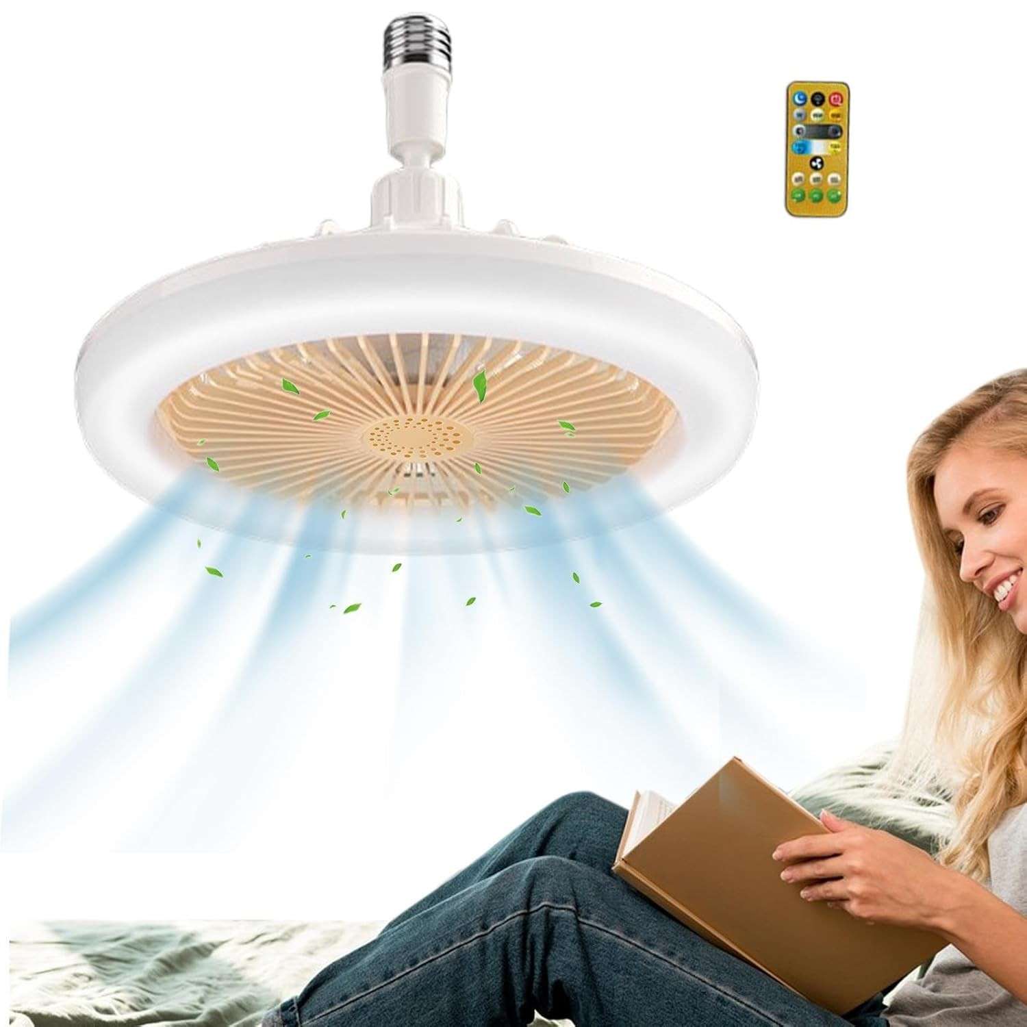 Luz de Teto Moderna 30 W Com Controle Remoto - Lâmpada Ventilador LED 2 em 1, Três Engrenagens, Regulável Com Aromaterapia para Sala de Estar e Quarto