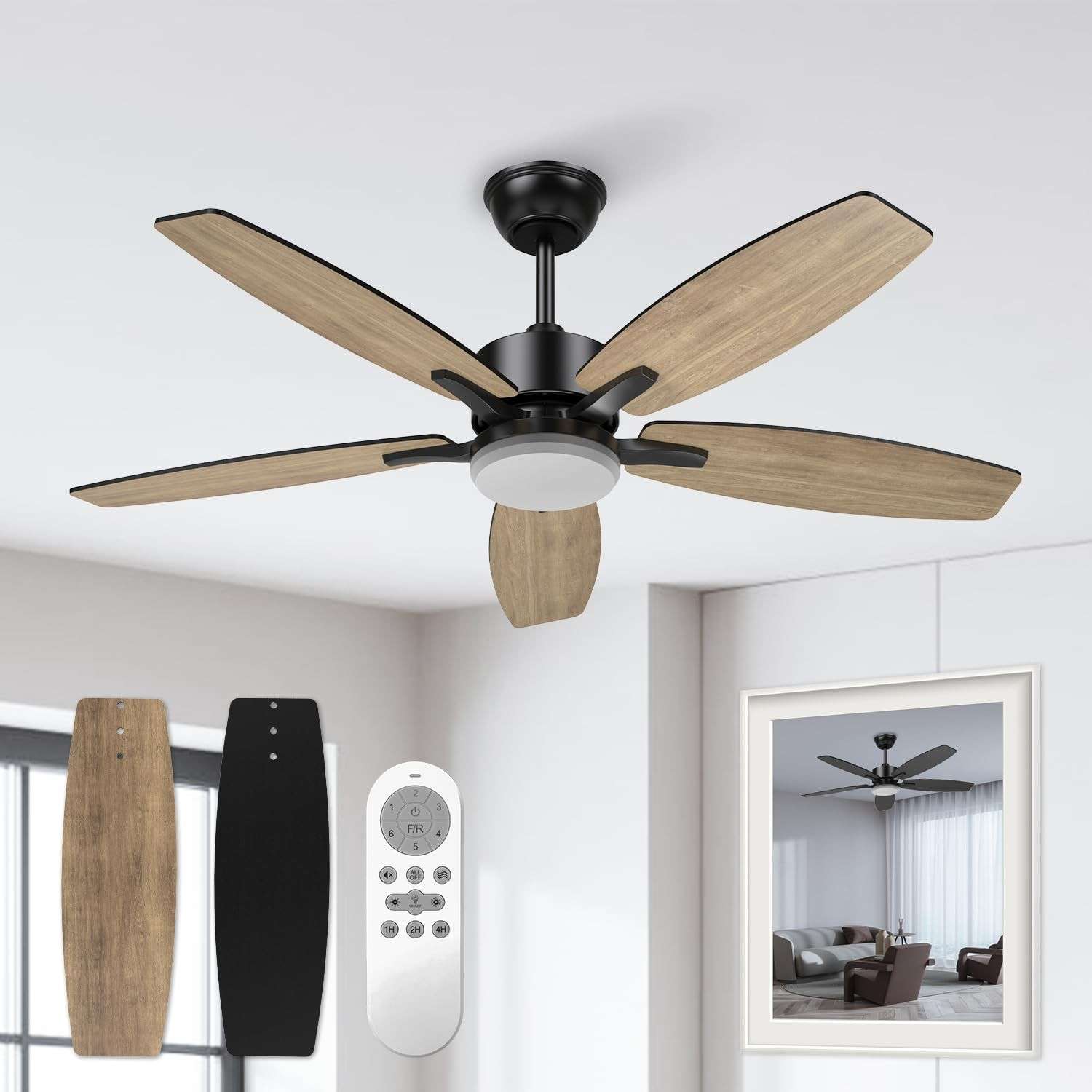 Ventilador de Teto com Luz LED e Controle Remoto | 6 Velocidades, Motor DC Silencioso, Bivolt
