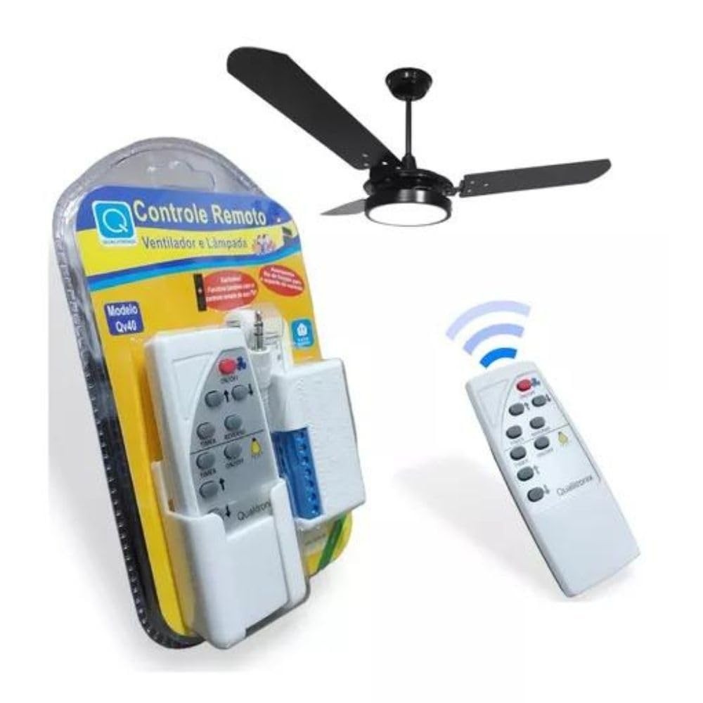 Controle Remoto Universal para Ventilador de Teto e Lâmpada - Qualitronix | Instalação Fácil e Compatível com Todos os Modelos