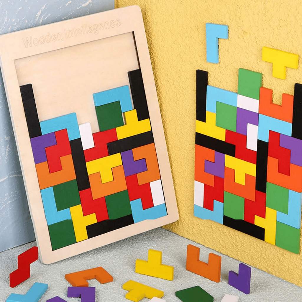 Tetris 3D de Madeira MDF - Quebra-Cabeça Montessori