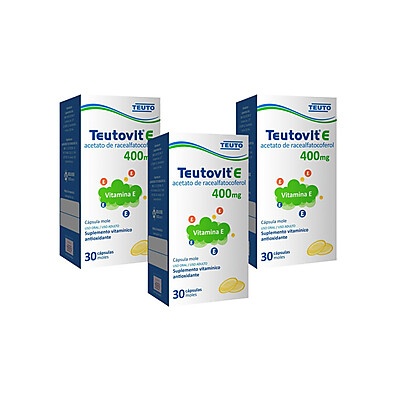 Teutovit E 400mg: Kit com 3 Frascos (90 Cápsulas)