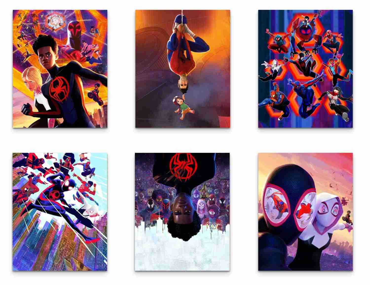Pôsteres Homem-Aranha: Across the Spider-Verse - Conjunto de 6 Impressões Decorativas com Personagens Iconicos