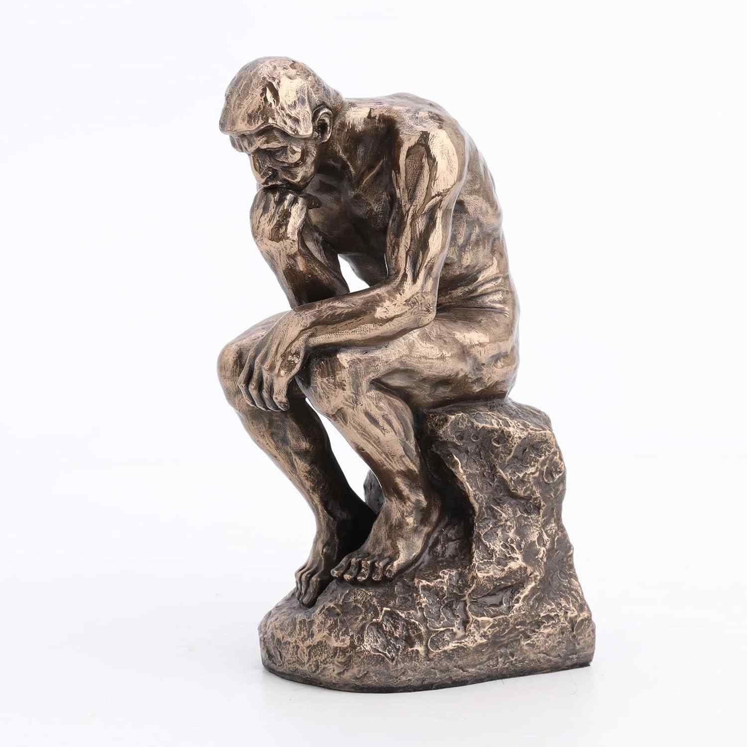 Veronese Design Estátua de Resina Fundida Rodin The Thinker 20,32 cm Acabamento Bronze - Réplica Artística de Qualidade