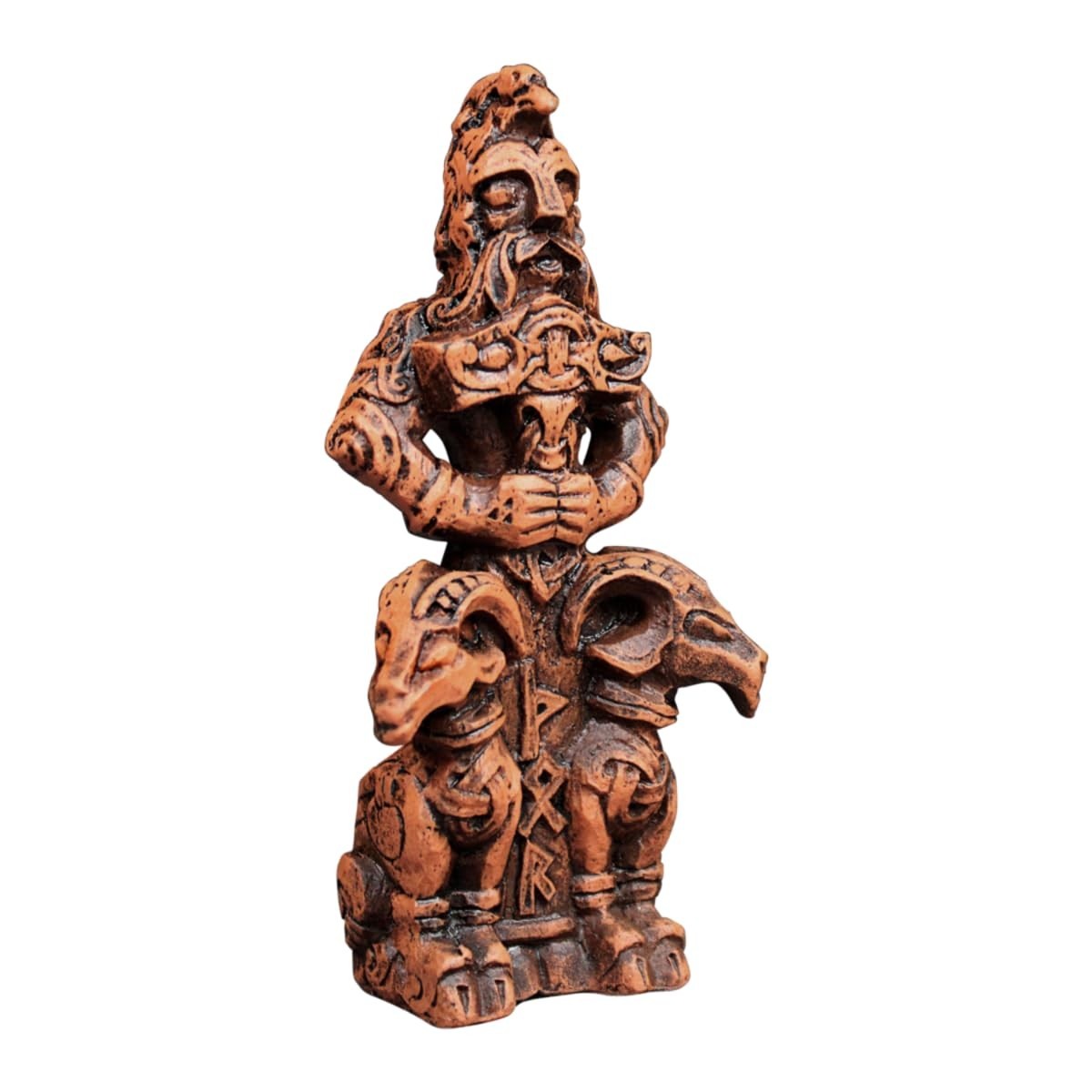 Estatueta Thor Nórdico em Resina com Acabamento em Madeira - 11,4 cm | Decoração Viking e Mitologia Nórdica