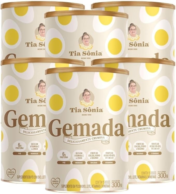 Tia Sônia, Kit 6 Gemada em pó com Canela do Ceilão e Caramelo Tia Sônia 300g cada