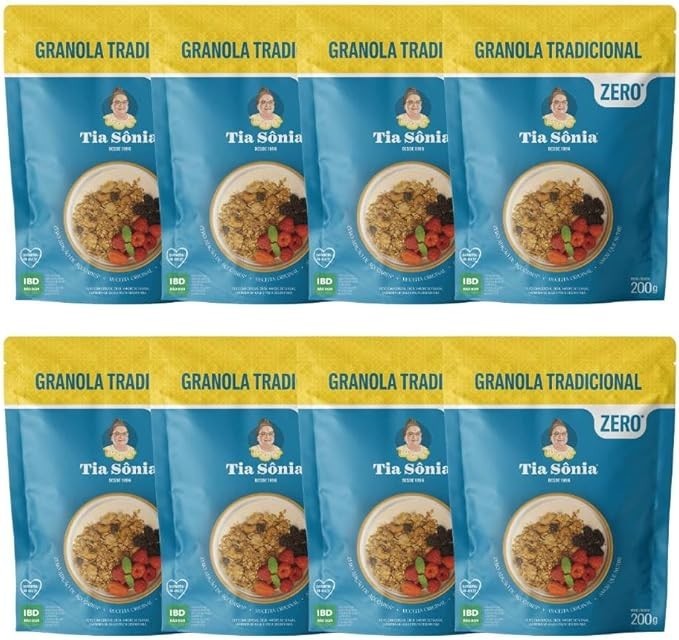 Tia Sônia, Kit 8 Granola Integral Zero Adição Açúcar Tia Sônia 200g cad