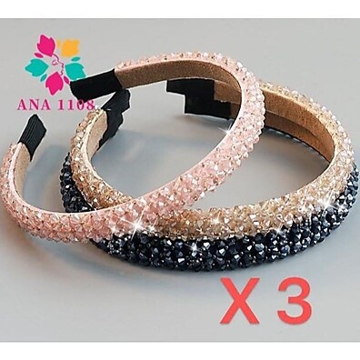 Tiara com Miçangas e Cristais: Kit 3 Peças Elegantes