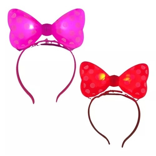 Tiara Minnie LED Pisca-Pisca Rosa e Vermelha – 3 Luzes