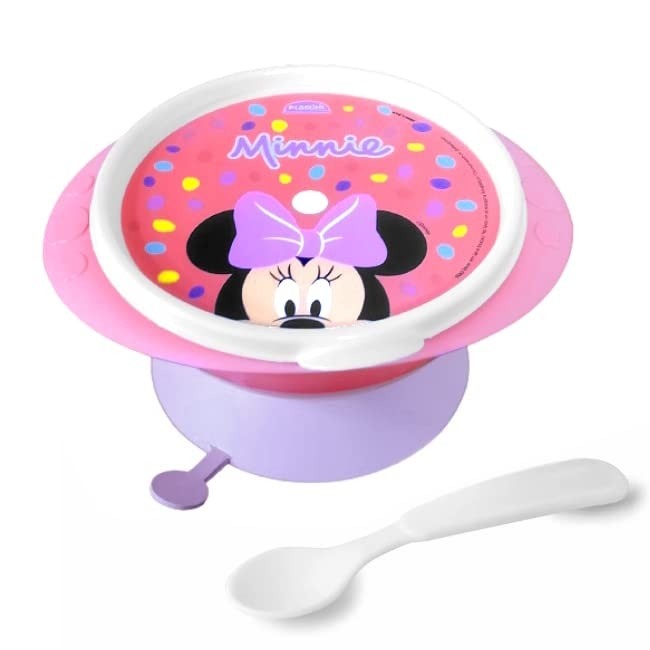 Tigela com Ventosa Decorada Minnie Baby - Segura e Divertida para Refeições