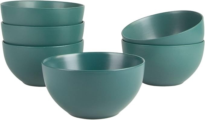 10 Strawberry Street Tigela de cereal Wazee Matte 14 cm/453.6 g, conjunto de 6, verde esmeralda