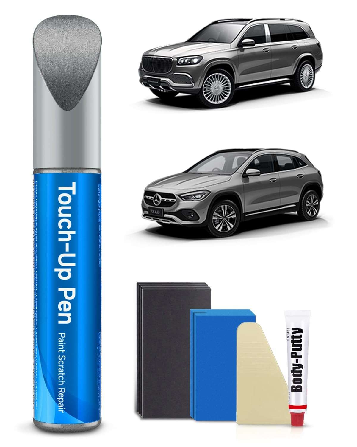 Kit de Tinta de Retoque Metálico Prata Irídio 775/9775 - Reparo Profissional de Arranhões para Mercedes-Benz