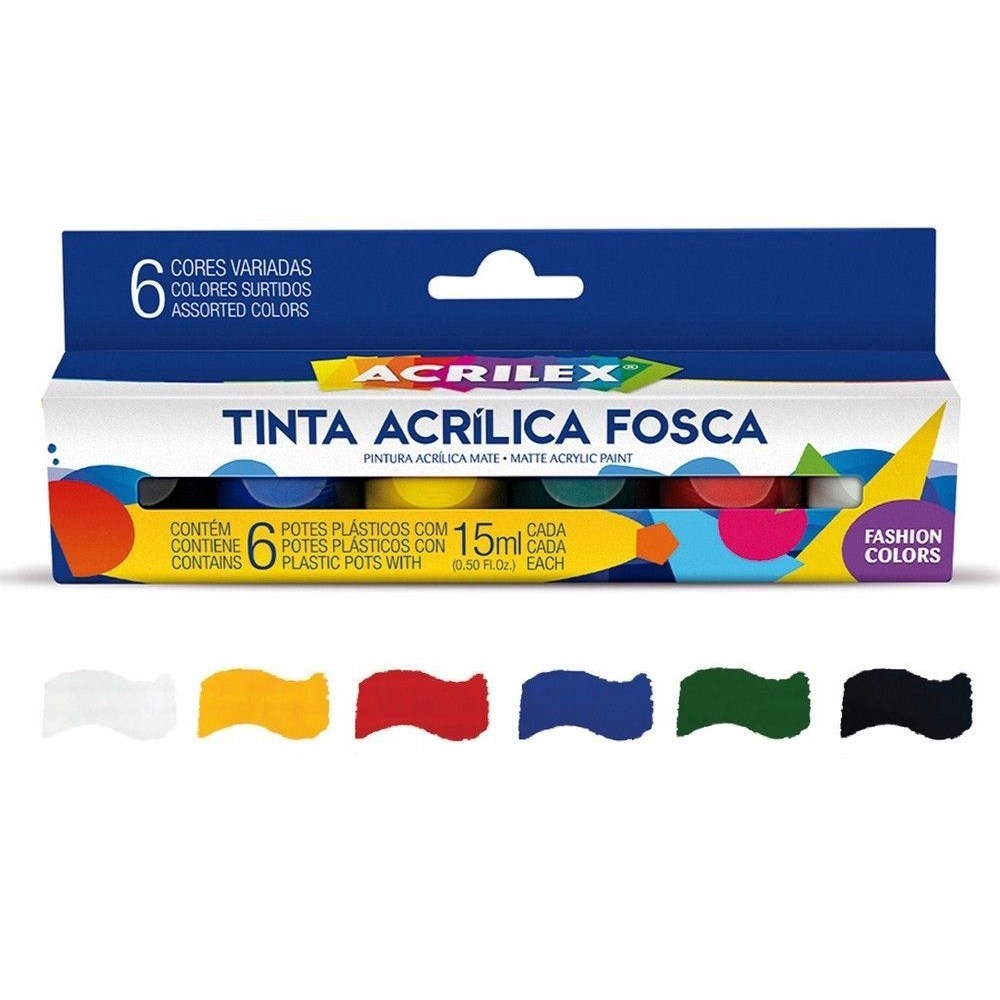 Tinta Acrílica Fosca 6 Cores Acrilex: Pintura Profissional em Miniatura