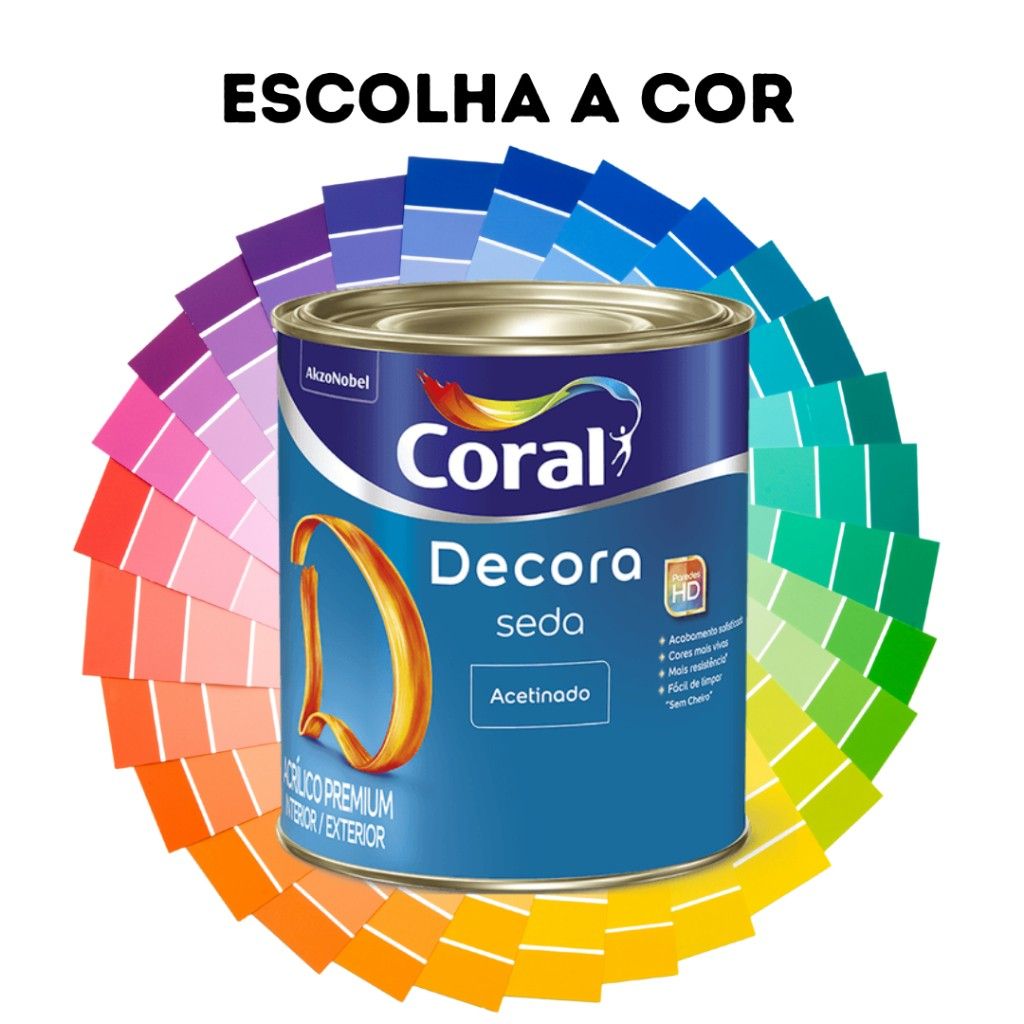 Tinta Coral Decora Seda: Acetinado Premium 800ml