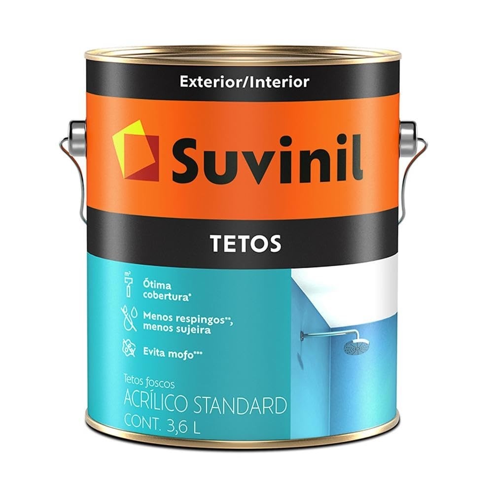 Tinta Acrílica Fosca para Teto Suvinil Branco Neve 3,6L: Acabamento Impecável e Duradouro