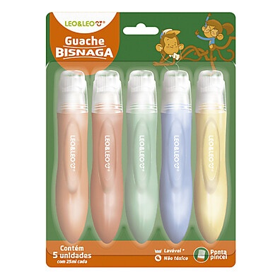 Tinta Guache Infantil Leo&Leo: 5 Cores e Diversão!