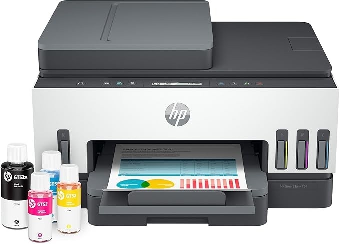 Impressora Multifuncional HP Smart Tank 754 Tanque de Tinta Colorida Wi-Fi Scanner Duplex, Bluetooth. Funções: Imprimir, Copiar, Digitalizar. Cor: Branco (2H0A6A#AK4)