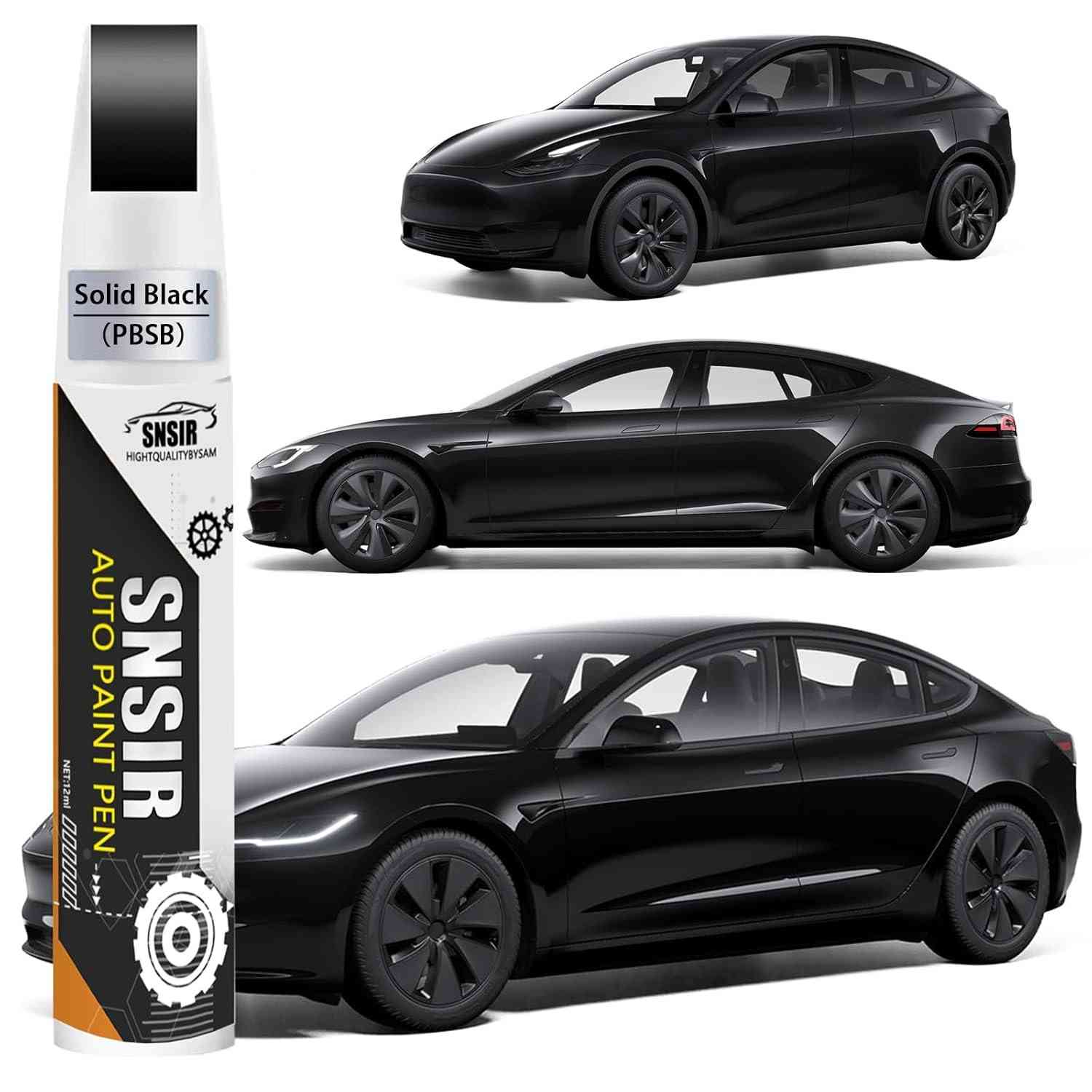 Tinta de Retoque para Carro Preto Sólido PBSB - Compatível Tesla Model Y/3/X/S | Caneta de Pintura com Removedor de Arranhões