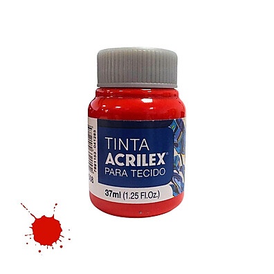 Tinta Para Tecido Vermelho Escarlate 37ml - Acrilex Rizzo