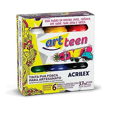 Tinta PVA Fosca Acrilex: 6 Cores Vibrantes!