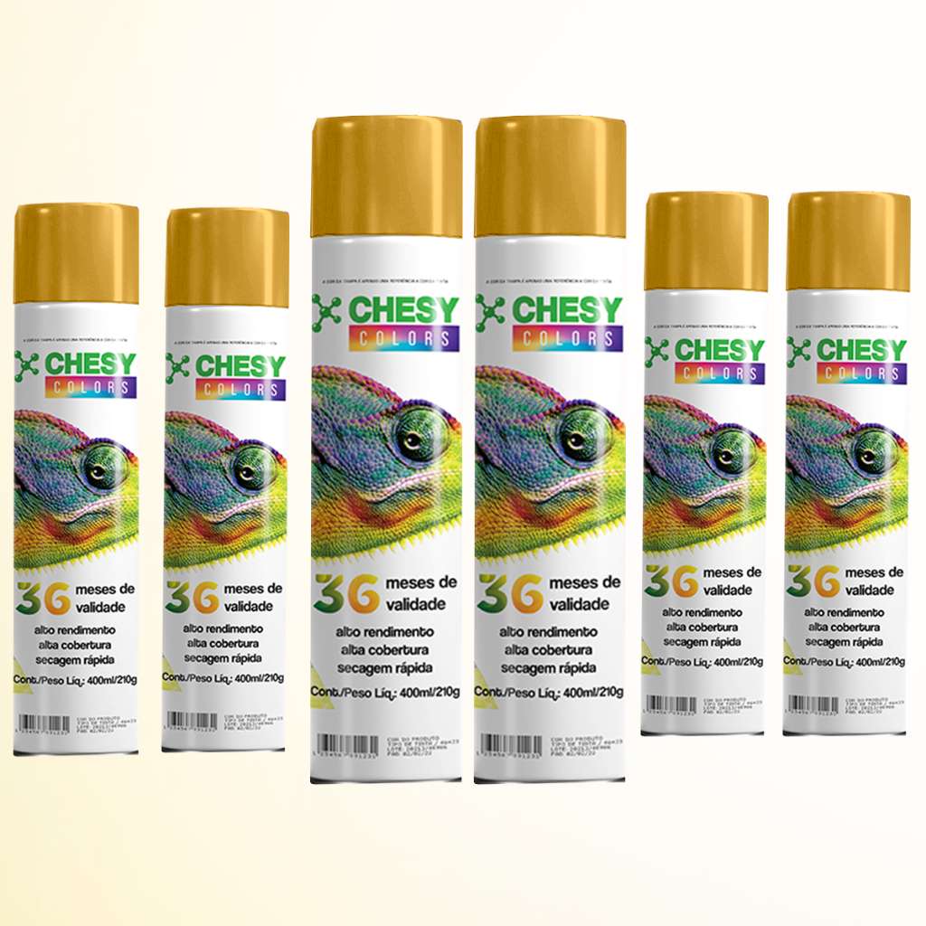 Tinta Spray Dourada Chesy: Kit 6 Latas 400ml
