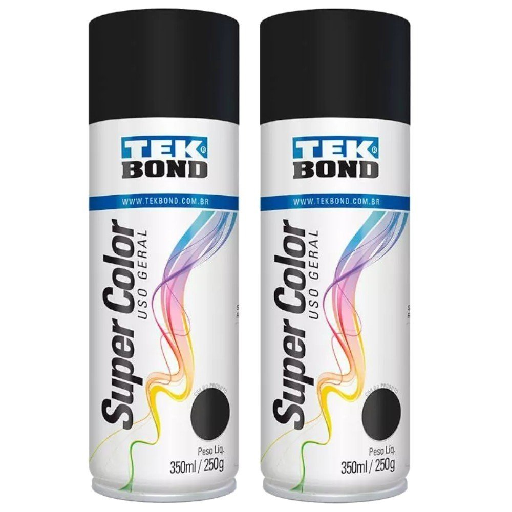 Tinta Spray Preto Fosco TekBond: Kit com 2 Unidades