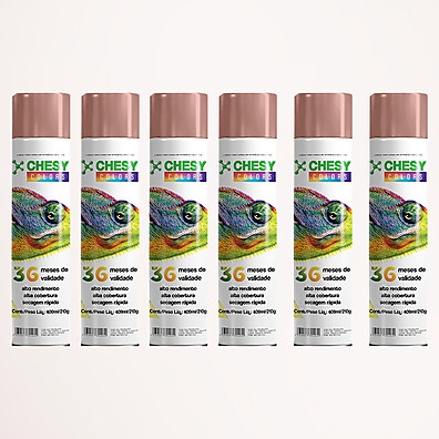 Tinta Spray Rose Gold Chesy: Kit 6 Latas 400ml