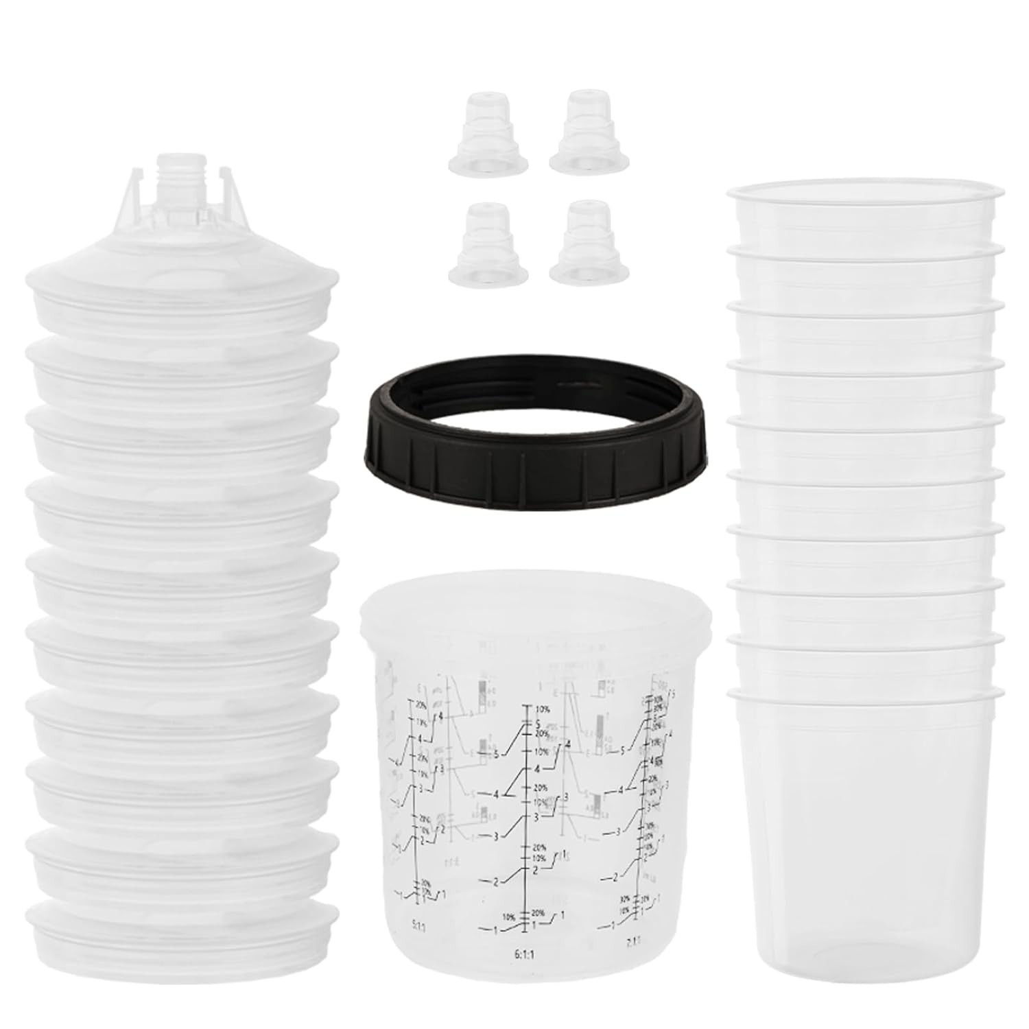 Copo de Pistola de Pintura Descartável 600 ml - Pacote com 10 Unidades para HVLP e Tintas Automotivas