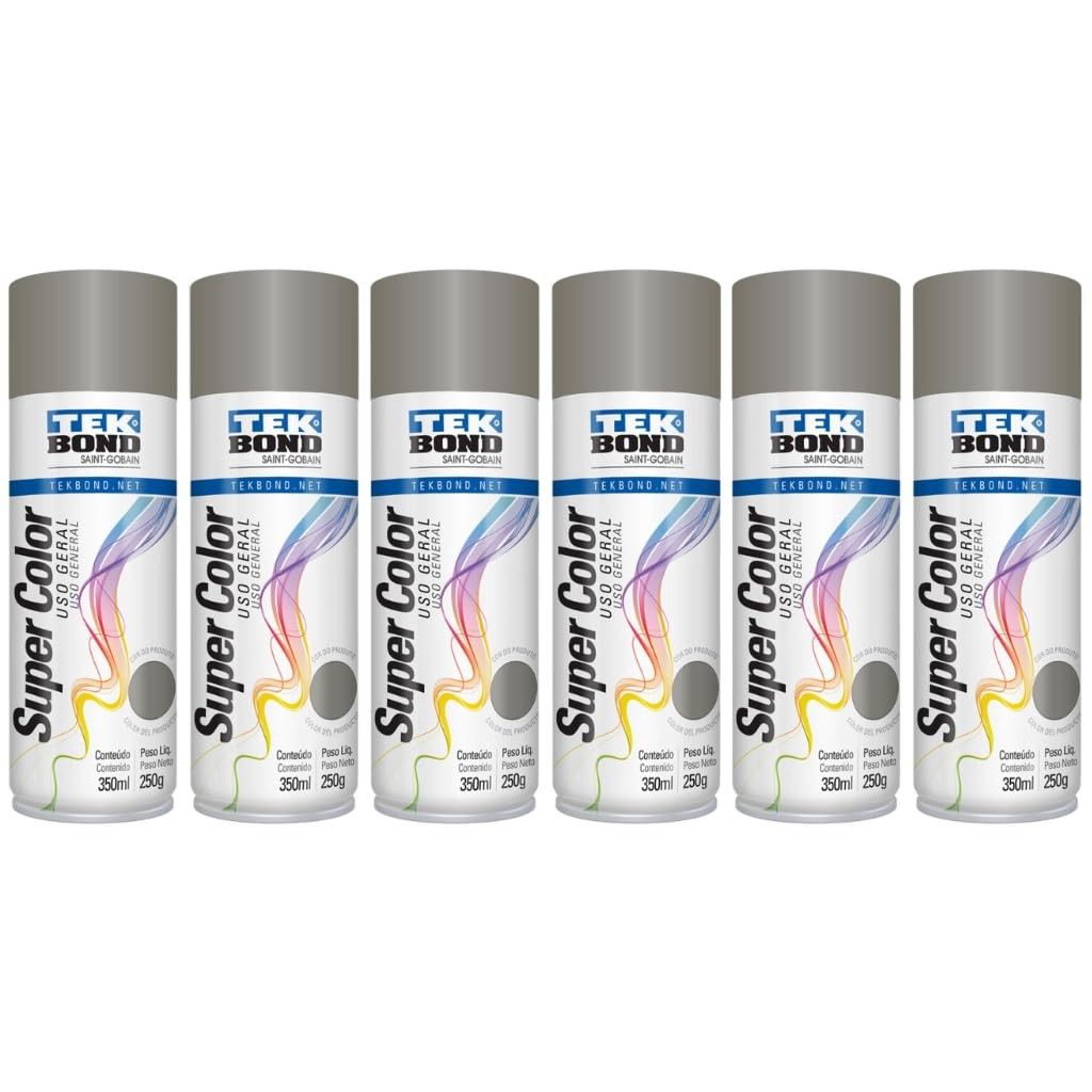 Kit 6 Tintas Spray Platina Aerossol TekBond - Acabamento Profissional para Múltiplas Superfícies