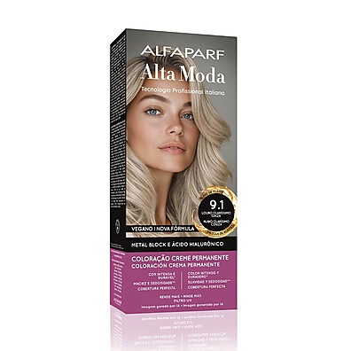 Tintura Creme Alta Moda 9.1 Areia: Louro Cinza Perfeito