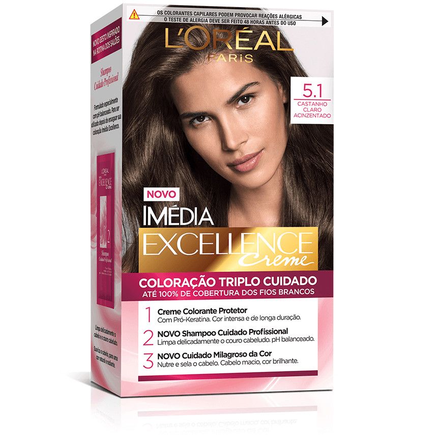 Tintura Excellence L'Oréal 5.1: Castanho Claro Acinzentado