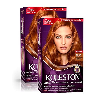 Tintura Koleston Wella 674 Chocolate Acobreado – Kit com 2 Unidades