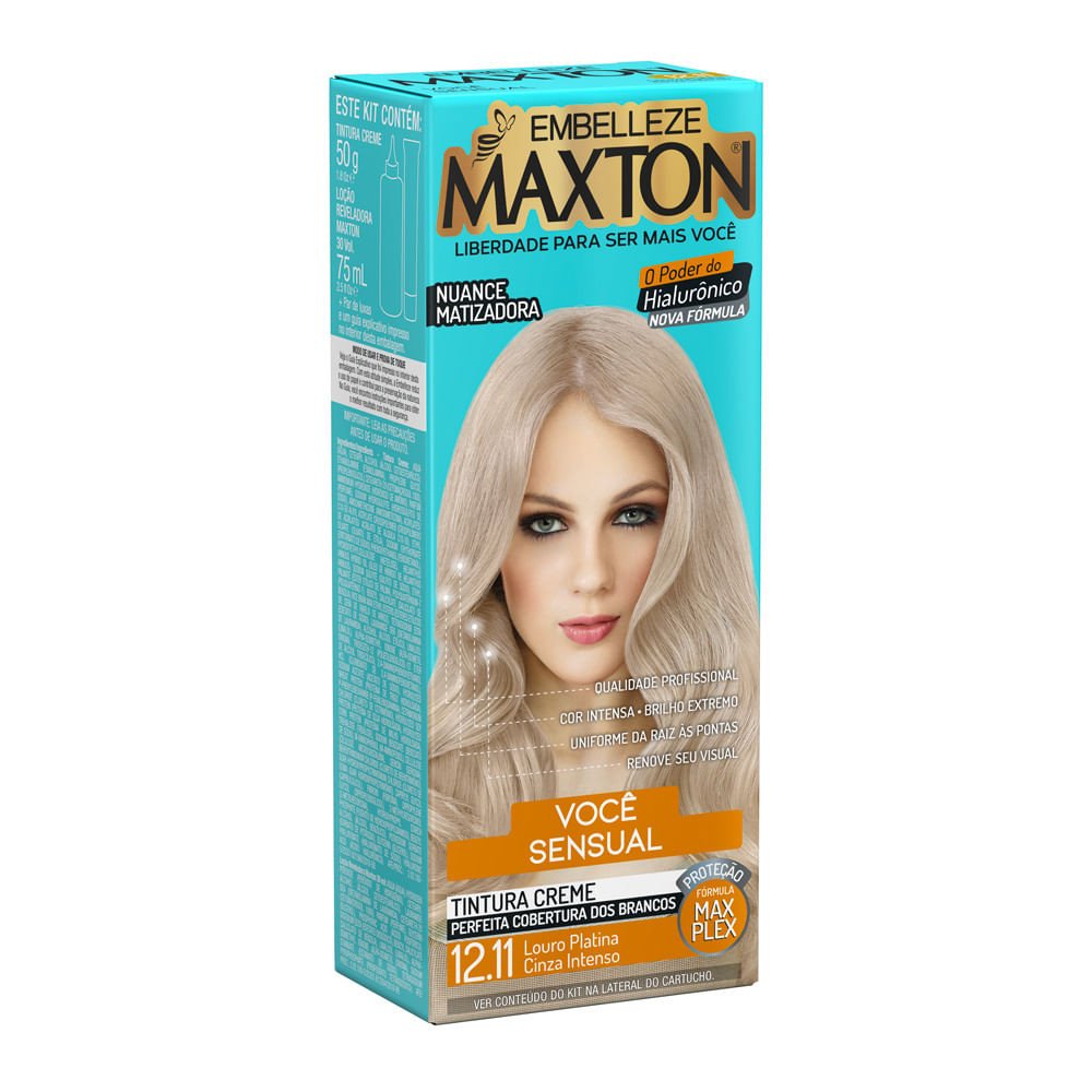Tintura Maxton Louro Platina Cinza Intenso 12.11: Transforme Seu Visual com Cobertura Perfeita