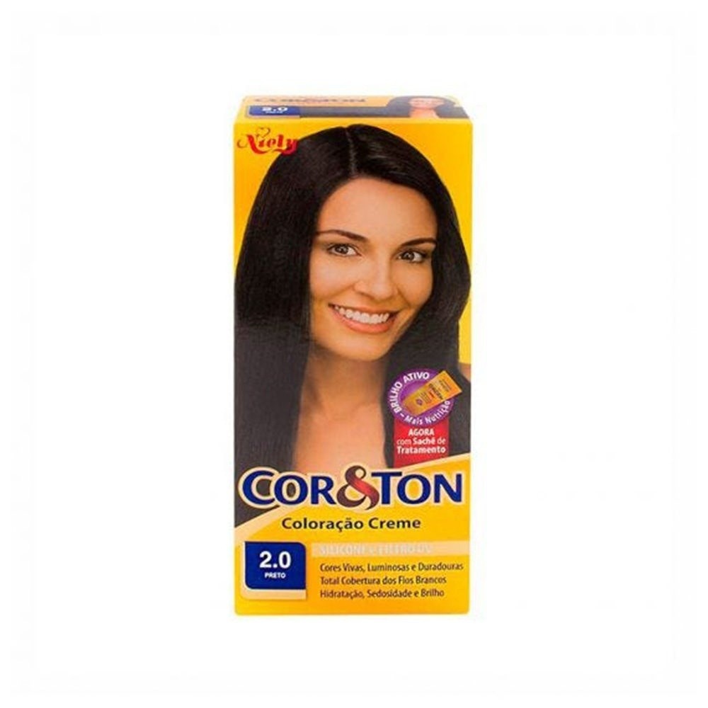 Tintura Preto Cor & Ton 2.0: Cobertura Total e Brilho!
