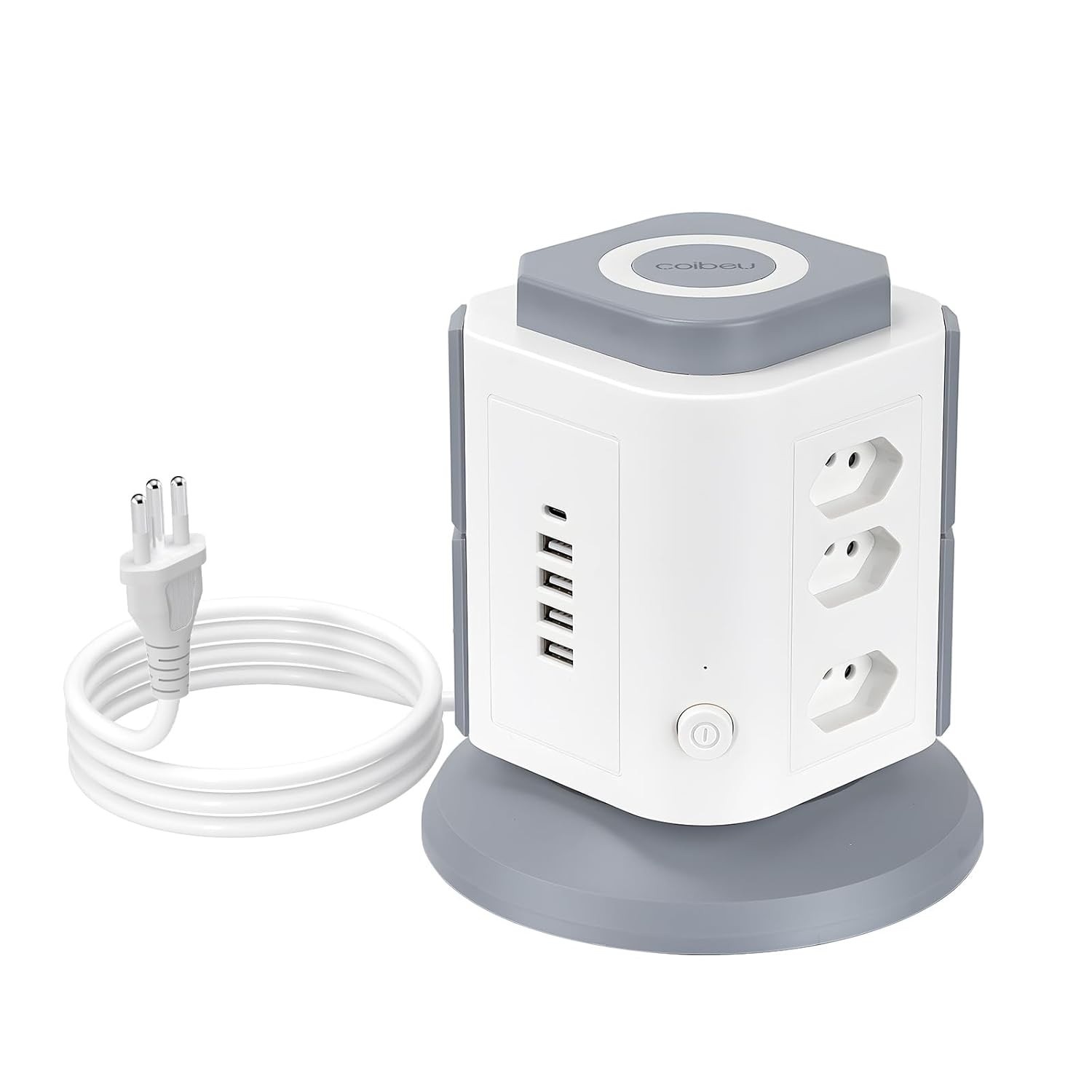 Torre de Tomada Inteligente: 9 Tomadas, 4 USB + 1 Tipo-C, 2200W - Máxima Conexão e Segurança
