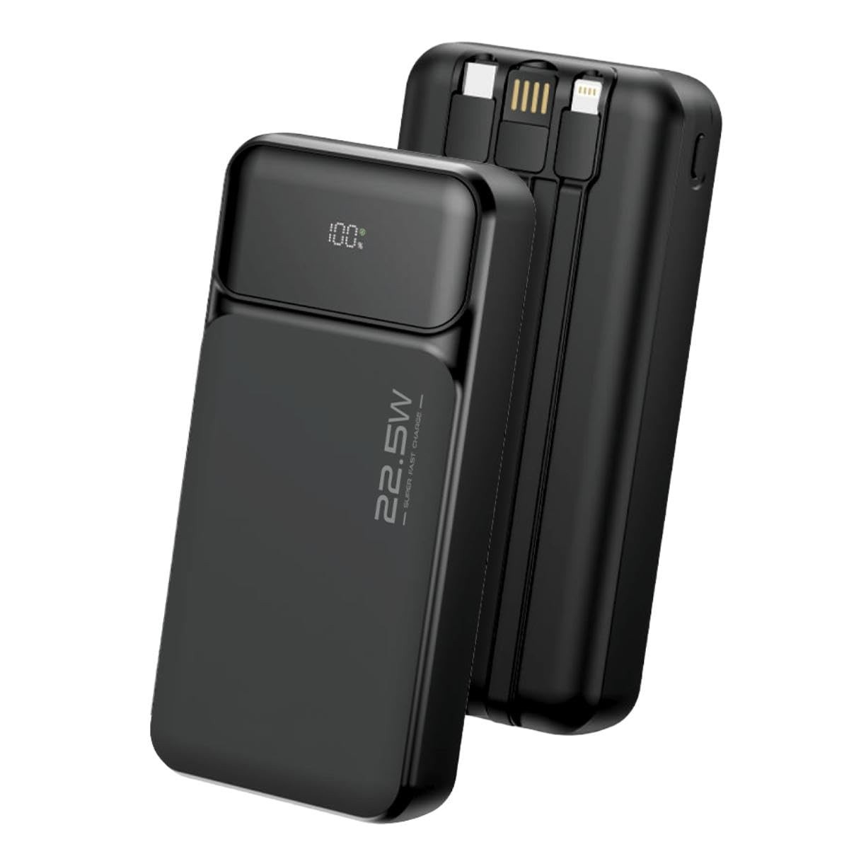 Power Bank 20000mAh 22.5W Tipo C Display LED Preto - Carregador Portátil Essencial