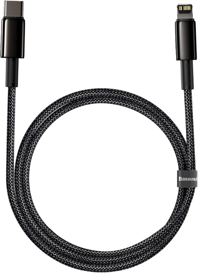 Cabo carregador para iPhone Tipo C Para Lightning 20W 1 metro Tungsten Fast Charging Baseus iPhone 14/13/12/11