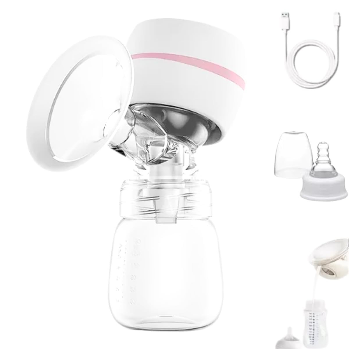 Bomba de Tirar Leite Materno Elétrica com Tela LED - 3 Modos e 9 Níveis de Sucção + Protetor de Silicone 180ml
