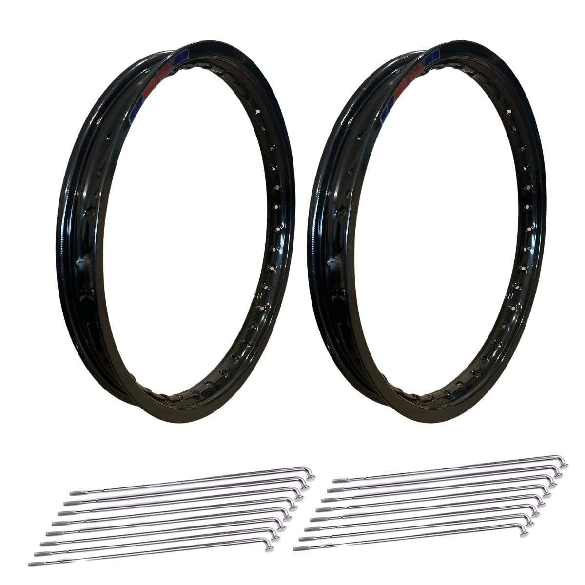 Par de Aros de Moto Alumínio Preto Brilhante - Titan 125/150/160 + Raios
