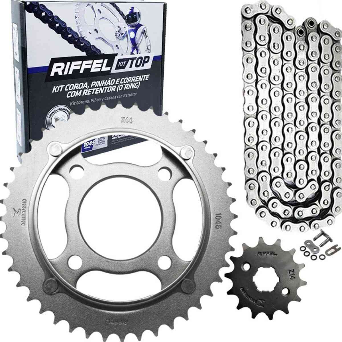 Kit Relação Honda CG 125 Titan ES/KS (00-08) Riffel TOP Aço 1045 com Retentor O-ring