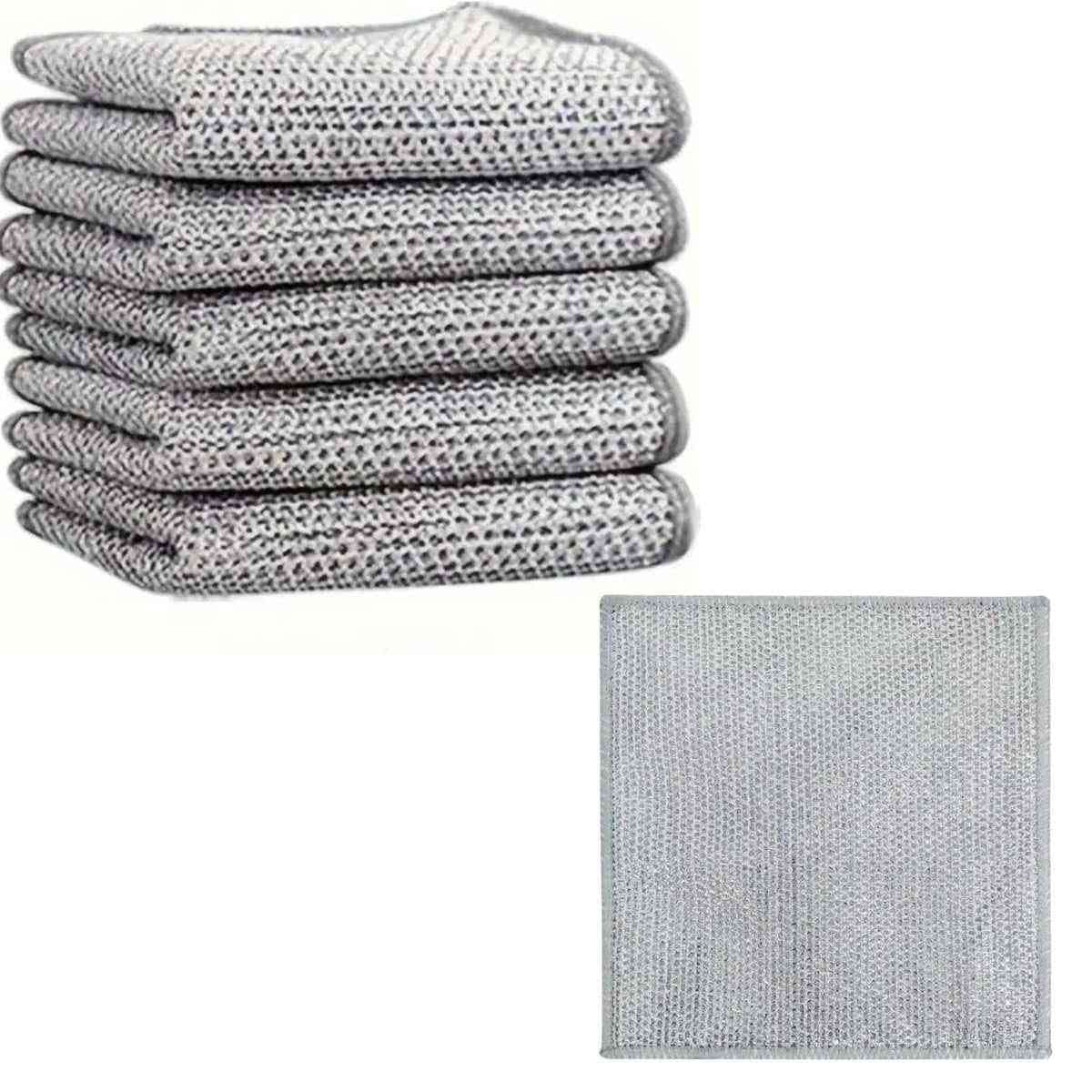 Pano de Limpeza Metálico Reutilizável - Toalha de Lã de Aço Multiuso, 5 Unidades 20x20 cm