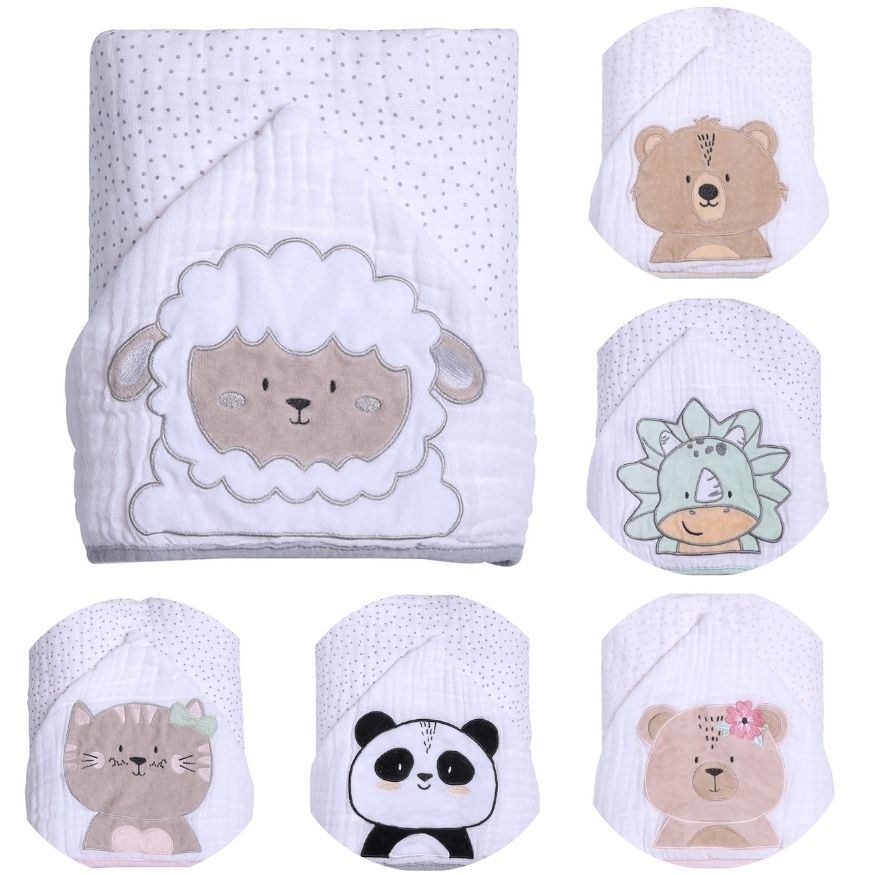 Toalha de Banho Bebê Soft Papi Friends: Macia e Absorvente para Recém-Nascidos