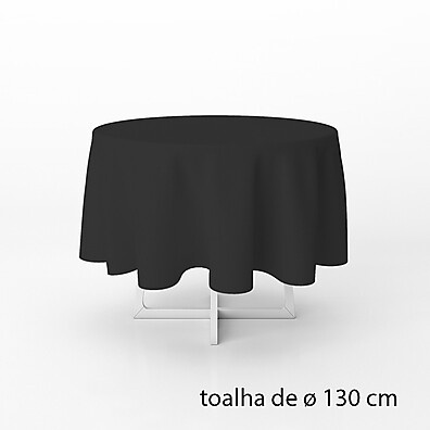 Toalha de Mesa Redonda TNT 130cm: Preto Elegante