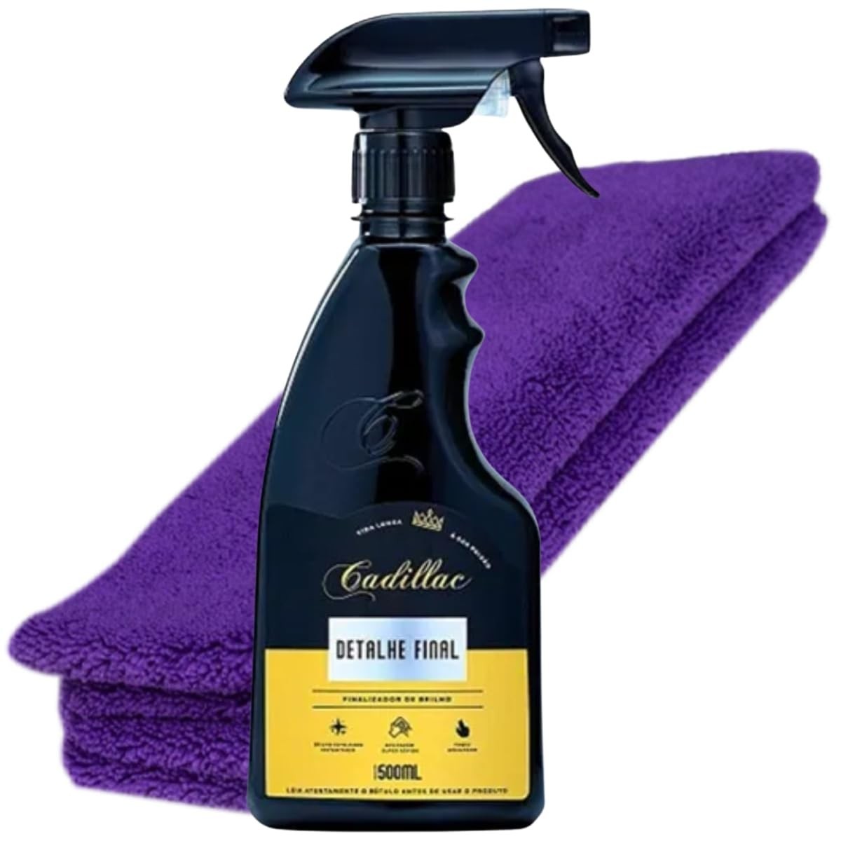 Detalhe Final Cera Finalizadora Spray Brilho + Toalha Microfibra 350 GSM - Cadillac + Zacs