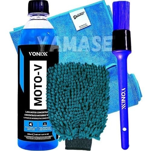 Kit Completo Lavagem Moto Vonixx: Moto-V 500ml, Toalha, Luva e Pincel