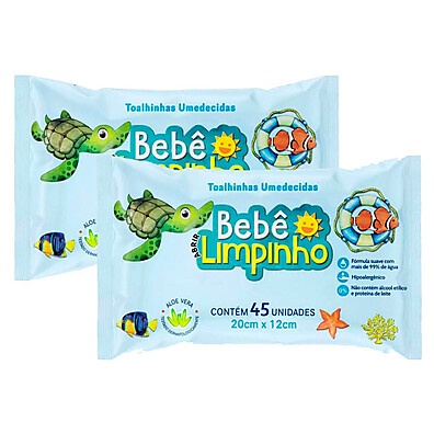 Toalha Umedecida Bebê: Limpeza e Cuidado (Kit c/ 90)