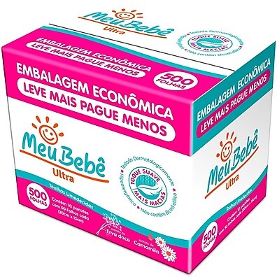 Toalha Umedecida Meu Bebê Ultra: 500 Folhas de Cuidado