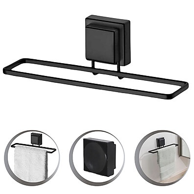 Toalheiro de Banheiro 25cm: Preto Fosco Sem Furos