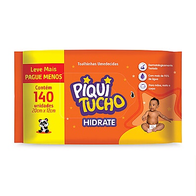 Toalhinhas Umedecidas Hidrate Piquitucho: 140 Unidades