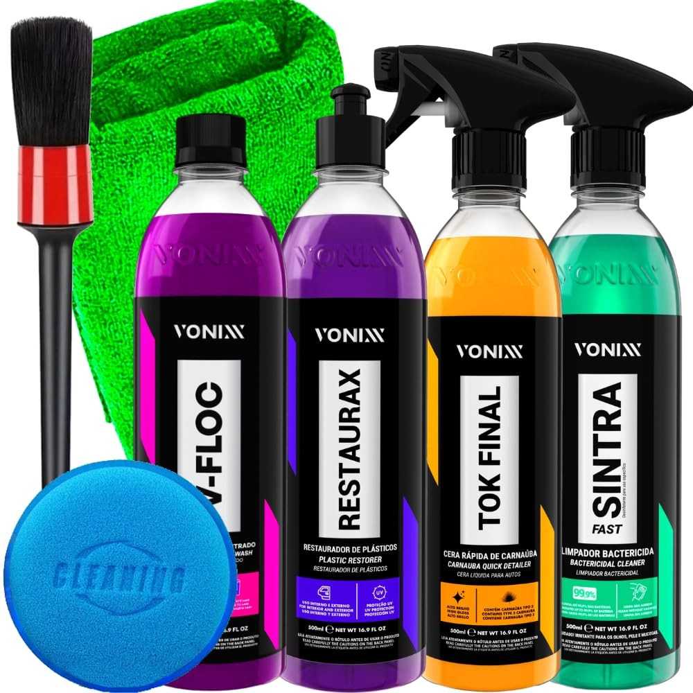 Kit Completo Vonixx: Tok Final, Restaurax, Sintra Fast, V-Floc + Acessórios Karbox para Detalhamento Automotivo