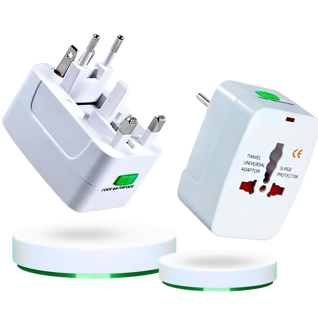 Kit 2 Adaptadores de Tomada Universal para Viagens Internacionais - Padrão Global Bivolt